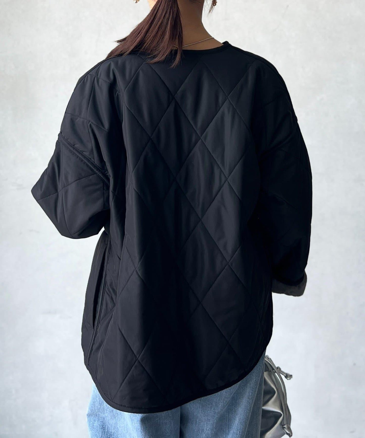 仿皮草拼接絎縫可雙面穿夾克