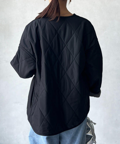 仿皮草拼接絎縫可雙面穿夾克