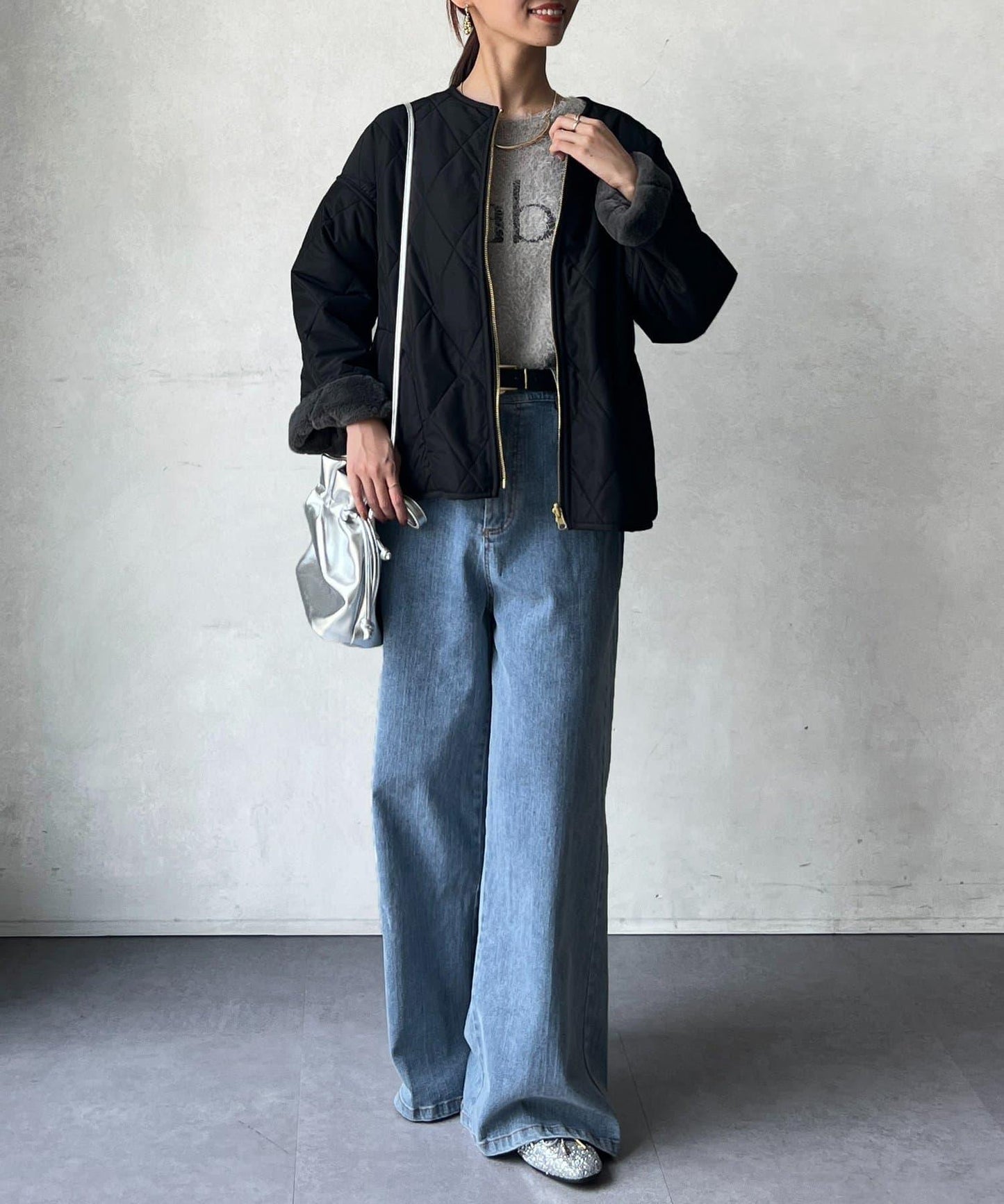 仿皮草拼接絎縫可雙面穿夾克