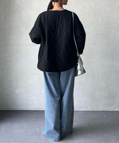 仿皮草拼接絎縫可雙面穿夾克