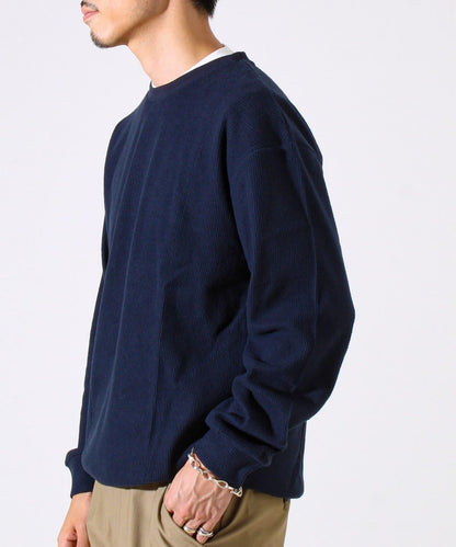 【適合疊穿】磨毛華夫格下襬抽繩長袖T恤