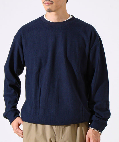 【適合疊穿】磨毛華夫格下襬抽繩長袖T恤