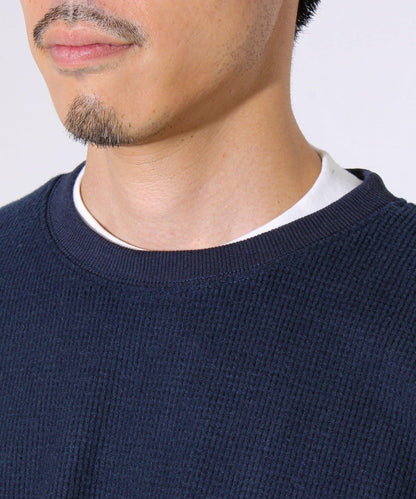 【適合疊穿】磨毛華夫格下襬抽繩長袖T恤