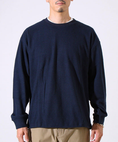 【適合疊穿】磨毛華夫格下襬抽繩長袖T恤