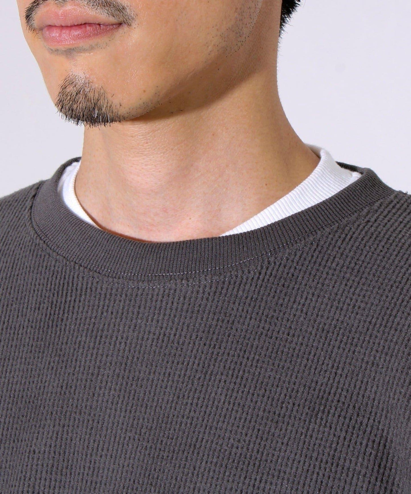 【適合疊穿】磨毛華夫格下襬抽繩長袖T恤