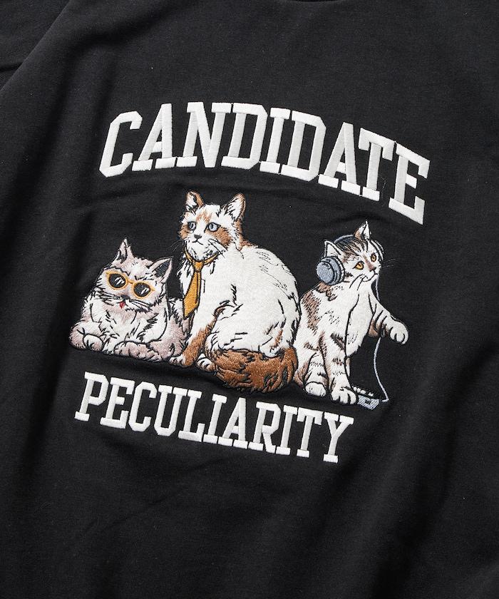 寬鬆版型 刺繡圖案 圓領衛衣 / CAT