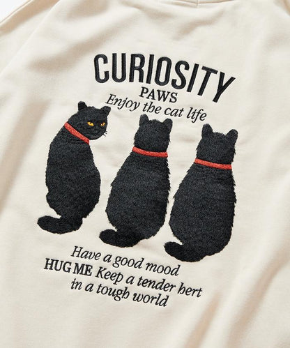 寬鬆版型 刺繡圖案 圓領衛衣 / CAT