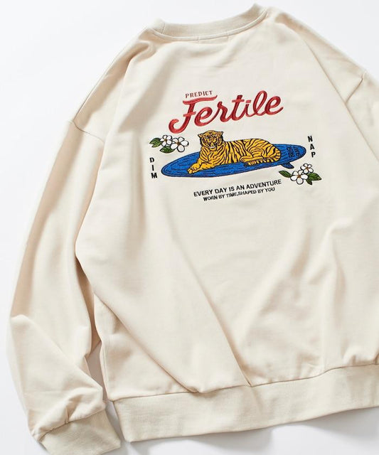 寬鬆版型設計刺繡圓領衛衣 / TIGER