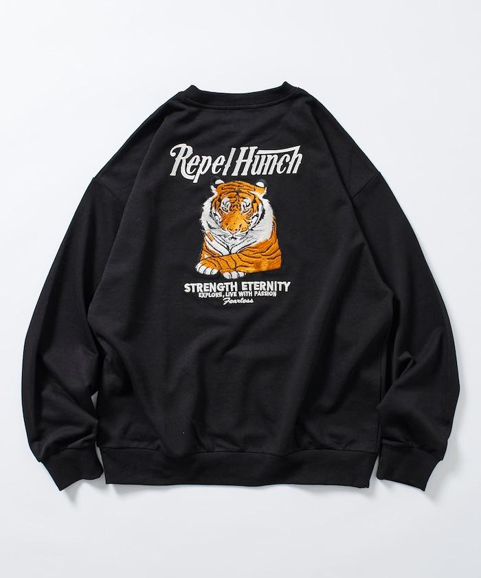 寬鬆版型設計刺繡圓領衛衣 / TIGER