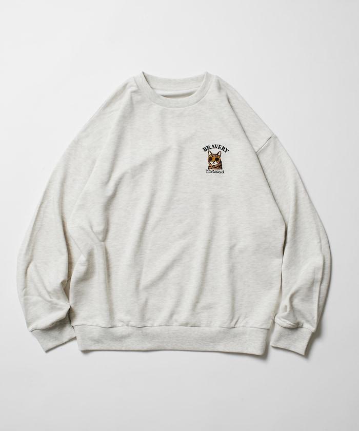 寬鬆版型 單點刺繡 圓領衛衣 / BRAVERY
