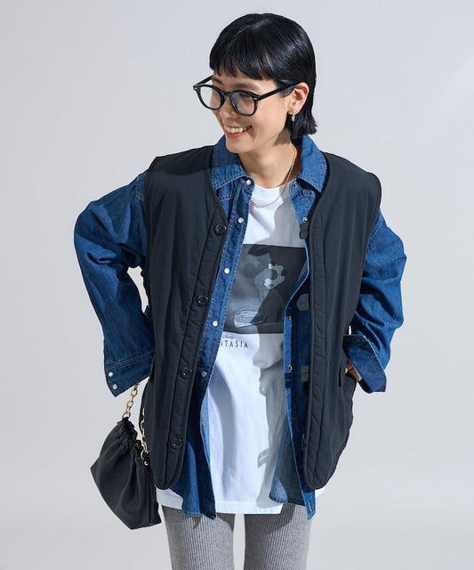 棉尼龍斜紋雙面穿羊羔絨馬甲