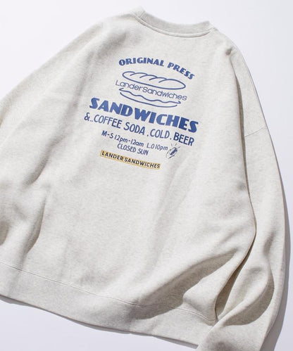 LANDER SANDWICHES×FREAK'S STORE/蘭德爾 特別款 寬鬆版型 背部印花 圓領衛衣