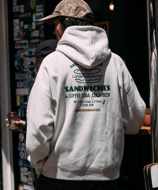 LANDER SANDWICHES×FREAK'S STORE/ランダー 聯名寬鬆版型背面印花衛衣連帽衫