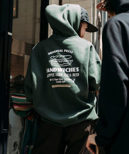 LANDER SANDWICHES×FREAK'S STORE/ランダー 聯名寬鬆版型背面印花衛衣連帽衫