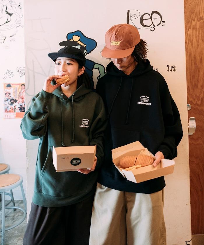 LANDER SANDWICHES×FREAK'S STORE/ランダー 聯名寬鬆版型背面印花衛衣連帽衫