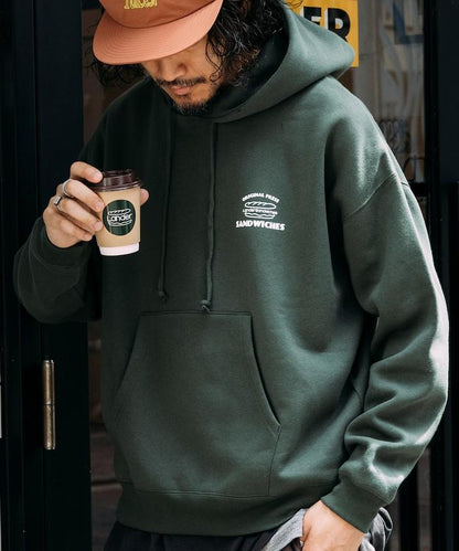 LANDER SANDWICHES×FREAK'S STORE/ランダー 聯名寬鬆版型背面印花衛衣連帽衫