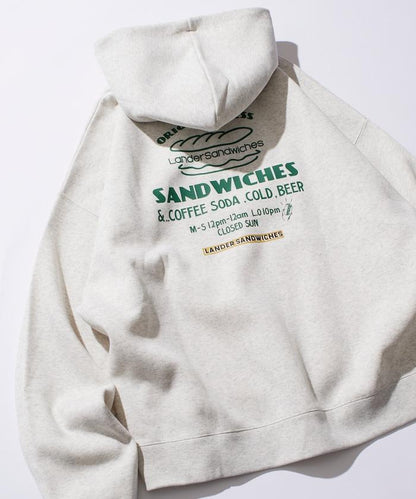 LANDER SANDWICHES×FREAK'S STORE/ランダー 聯名寬鬆版型背面印花衛衣連帽衫