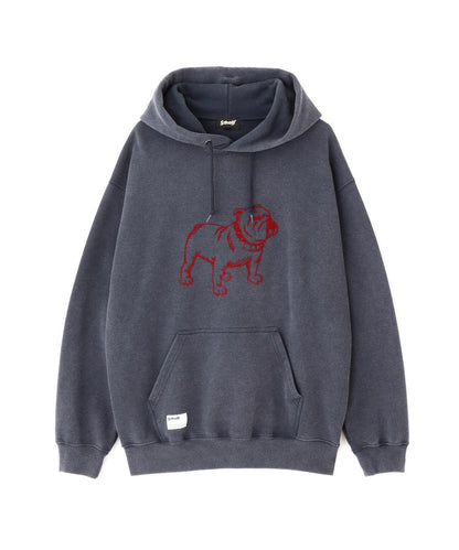 FLOCKY BULLDOG連帽衛衣/絨面鬥牛犬圖案衛衣