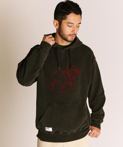 FLOCKY BULLDOG連帽衛衣/絨面鬥牛犬圖案衛衣
