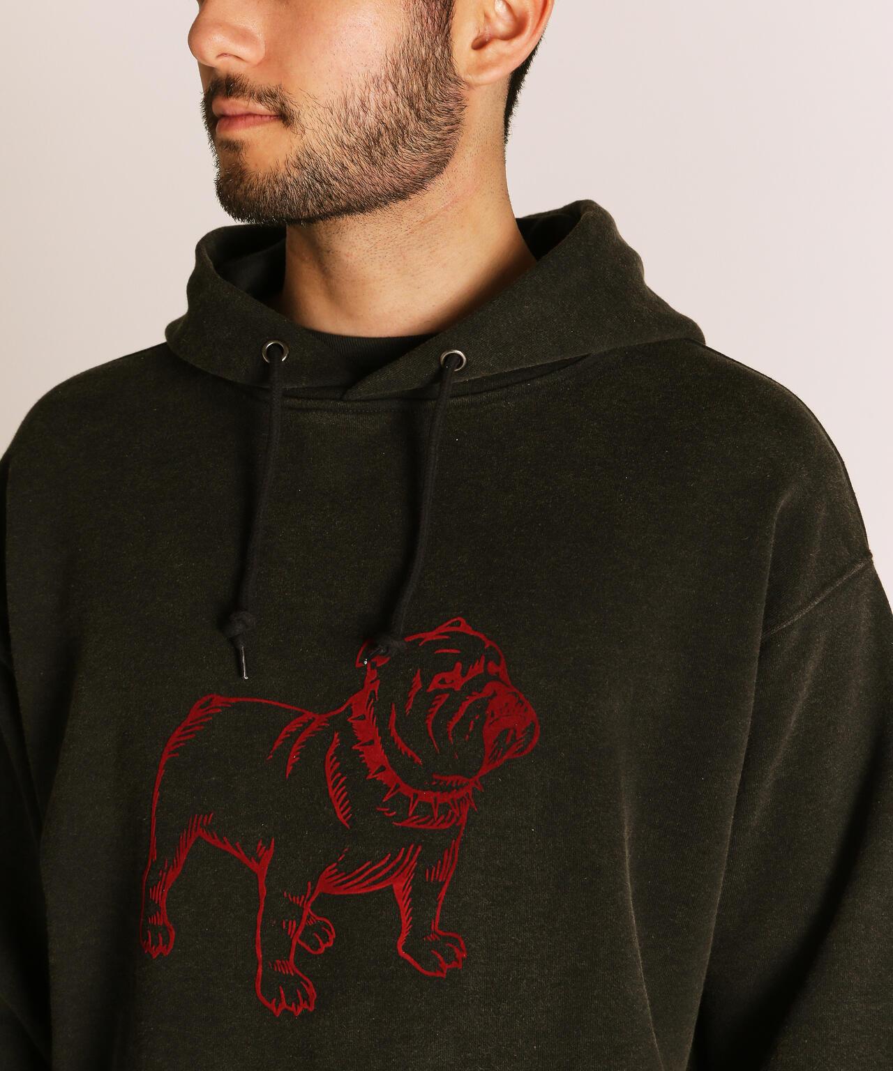 FLOCKY BULLDOG連帽衛衣/絨面鬥牛犬圖案衛衣