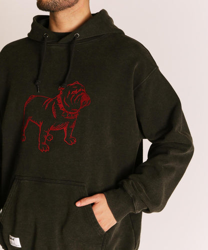 FLOCKY BULLDOG連帽衛衣/絨面鬥牛犬圖案衛衣