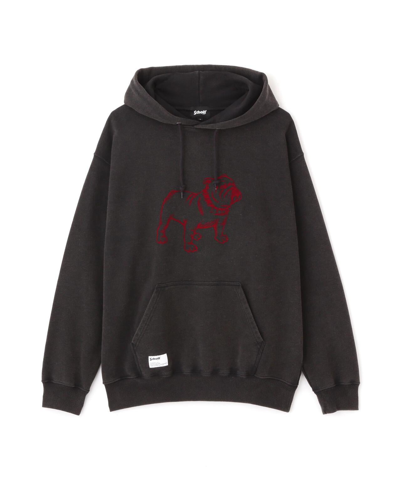 FLOCKY BULLDOG連帽衛衣/絨面鬥牛犬圖案衛衣