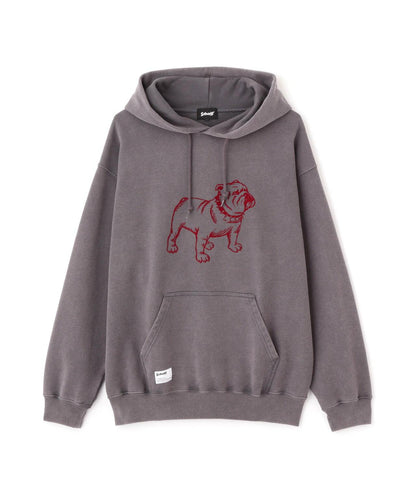 FLOCKY BULLDOG連帽衛衣/絨面鬥牛犬圖案衛衣