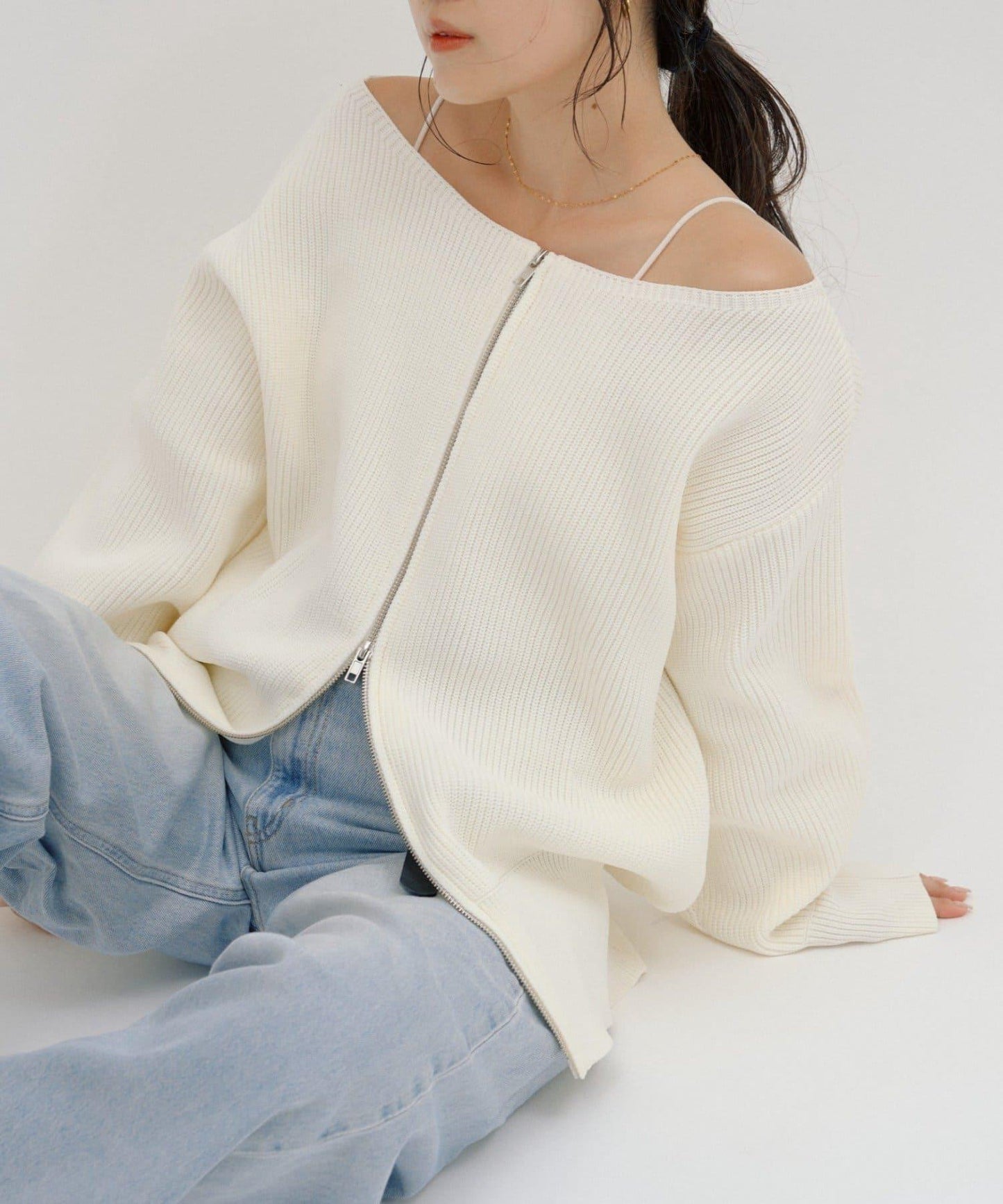 【パルクロ限定】（yumi企畫）多穿法雙拉鍊針織開衫