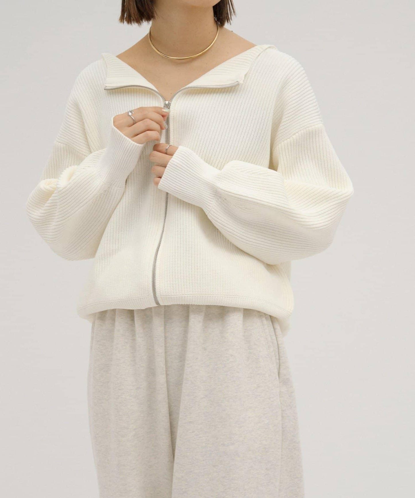 【パルクロ限定】（yumi企畫）多穿法雙拉鍊針織開衫