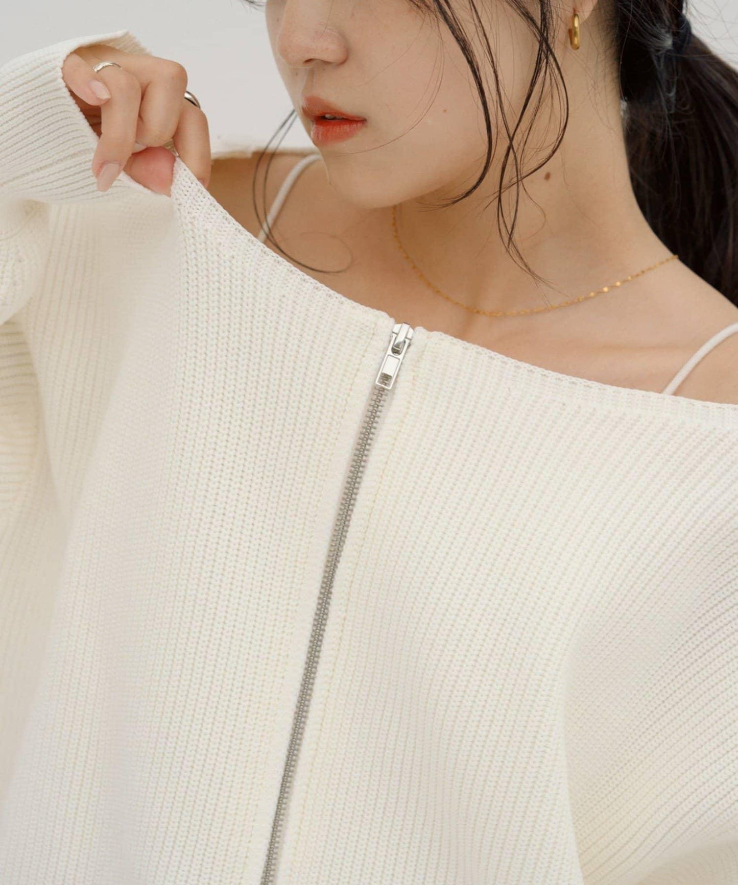 【パルクロ限定】（yumi企畫）多穿法雙拉鍊針織開衫