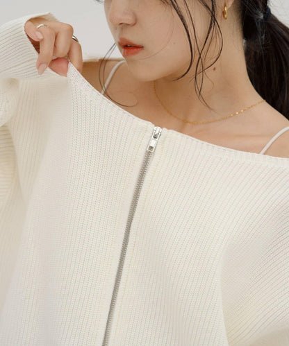 【パルクロ限定】（yumi企畫）多穿法雙拉鍊針織開衫