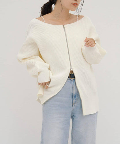 【パルクロ限定】（yumi企畫）多穿法雙拉鍊針織開衫