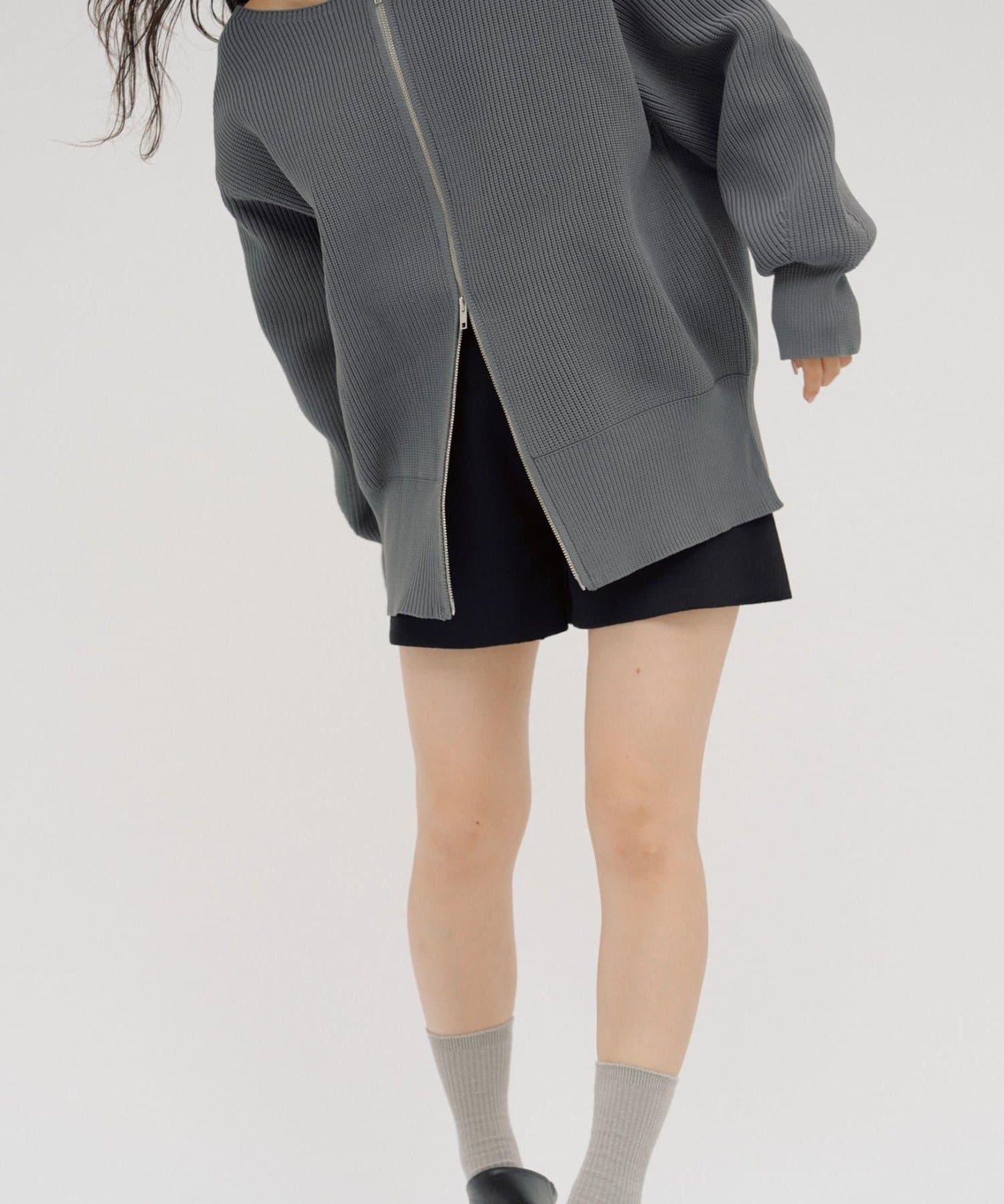 【パルクロ限定】（yumi企畫）多穿法雙拉鍊針織開衫