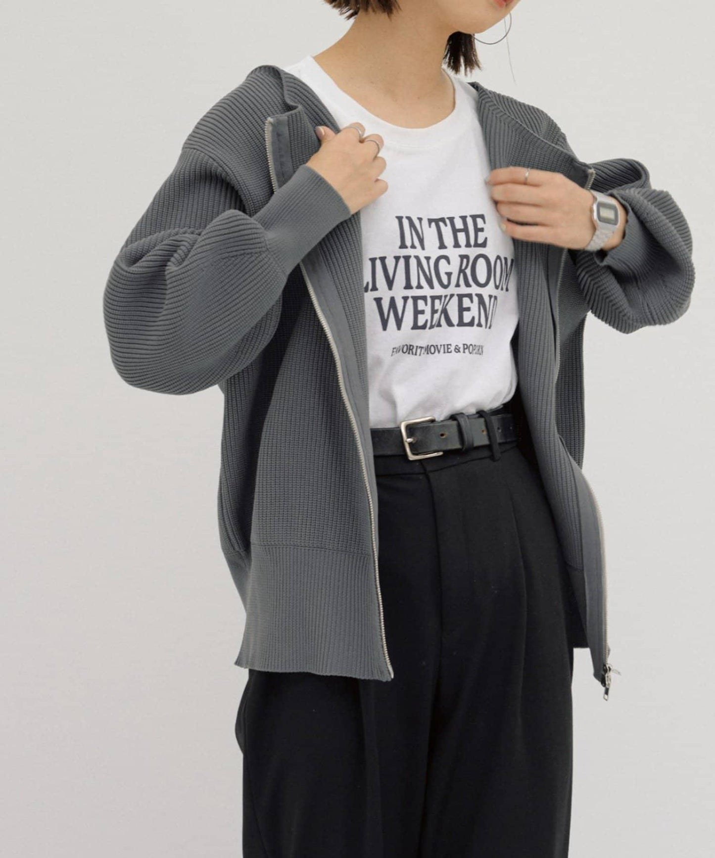 【パルクロ限定】（yumi企畫）多穿法雙拉鍊針織開衫