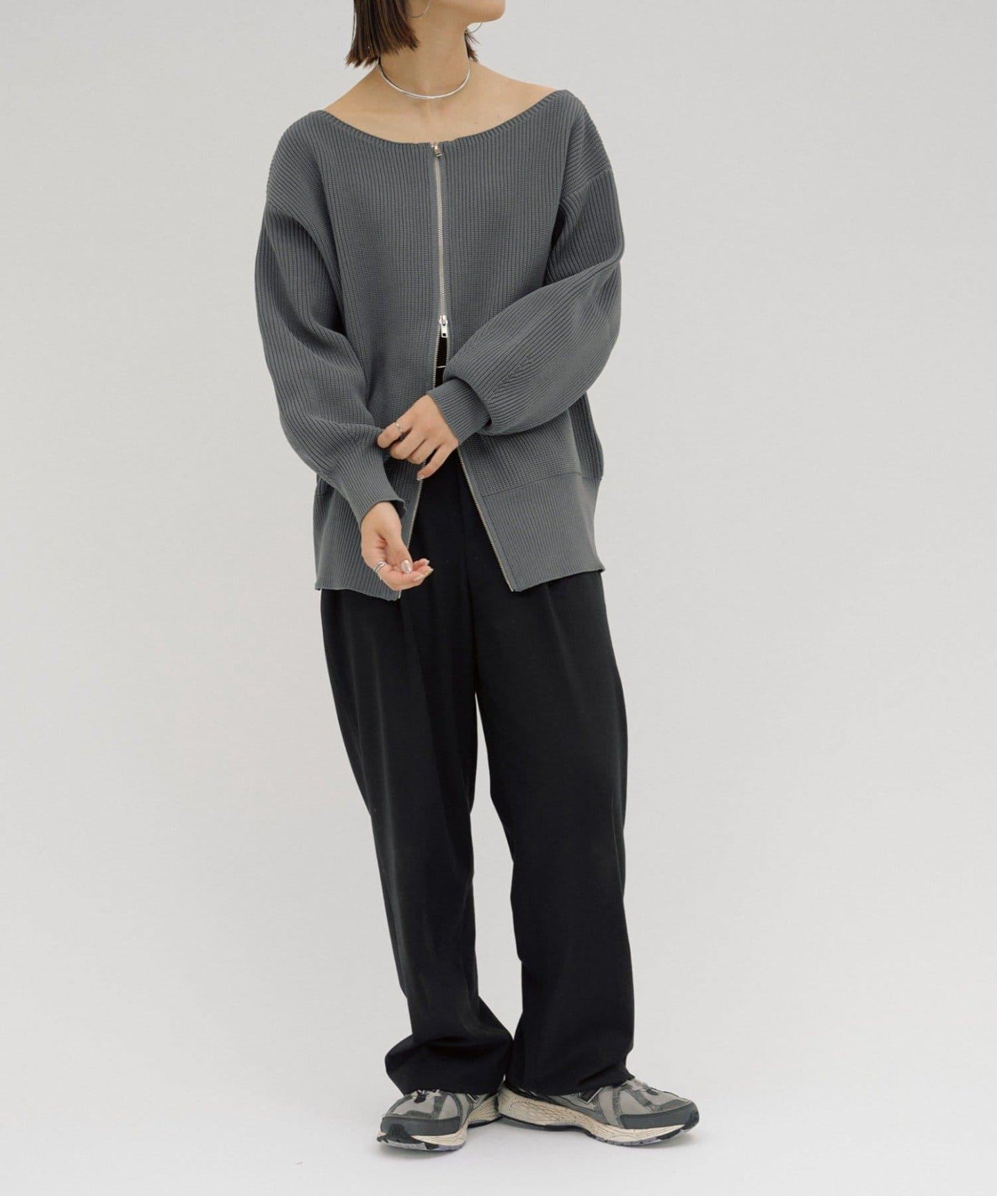 【パルクロ限定】（yumi企畫）多穿法雙拉鍊針織開衫