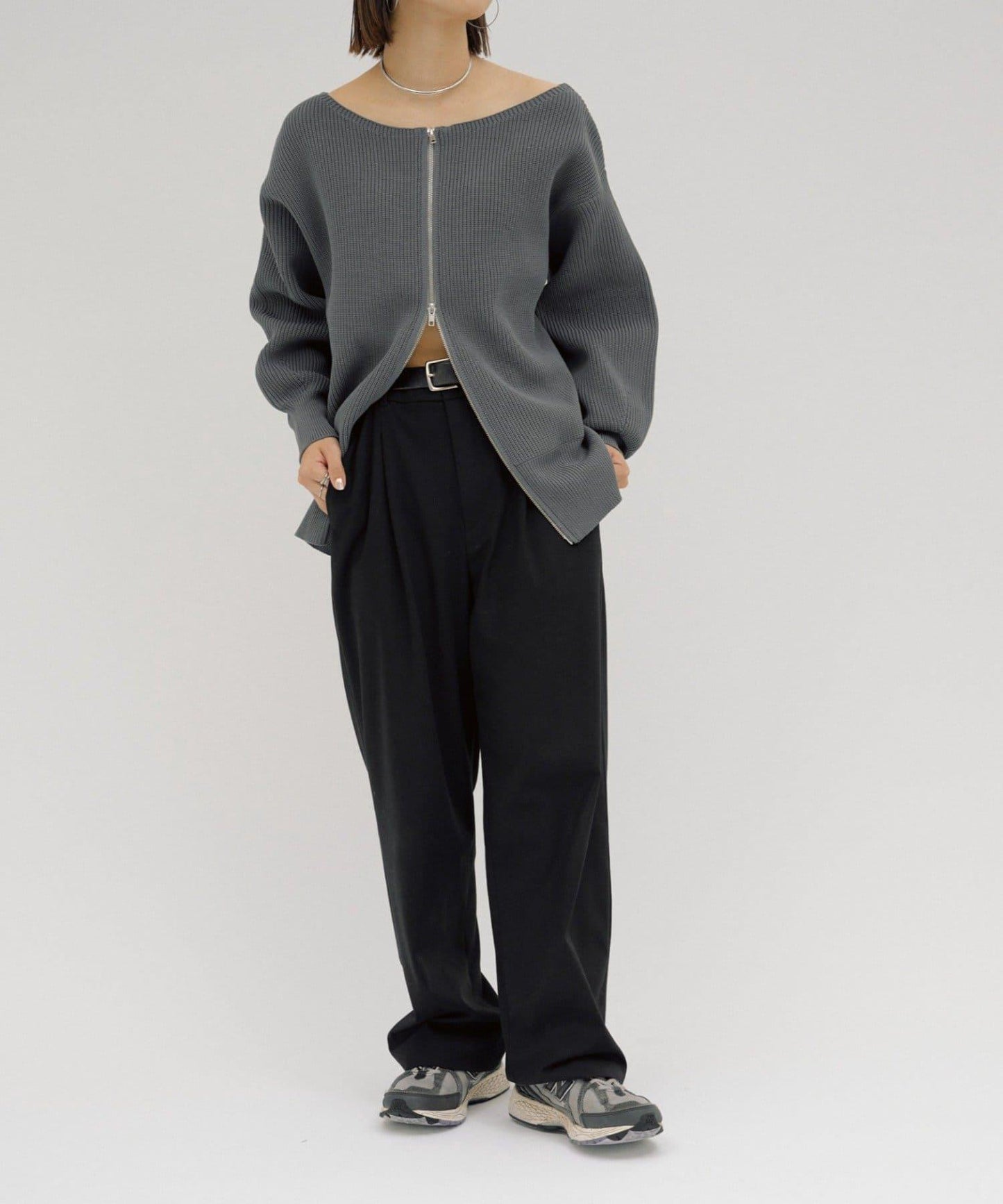 【パルクロ限定】（yumi企畫）多穿法雙拉鍊針織開衫