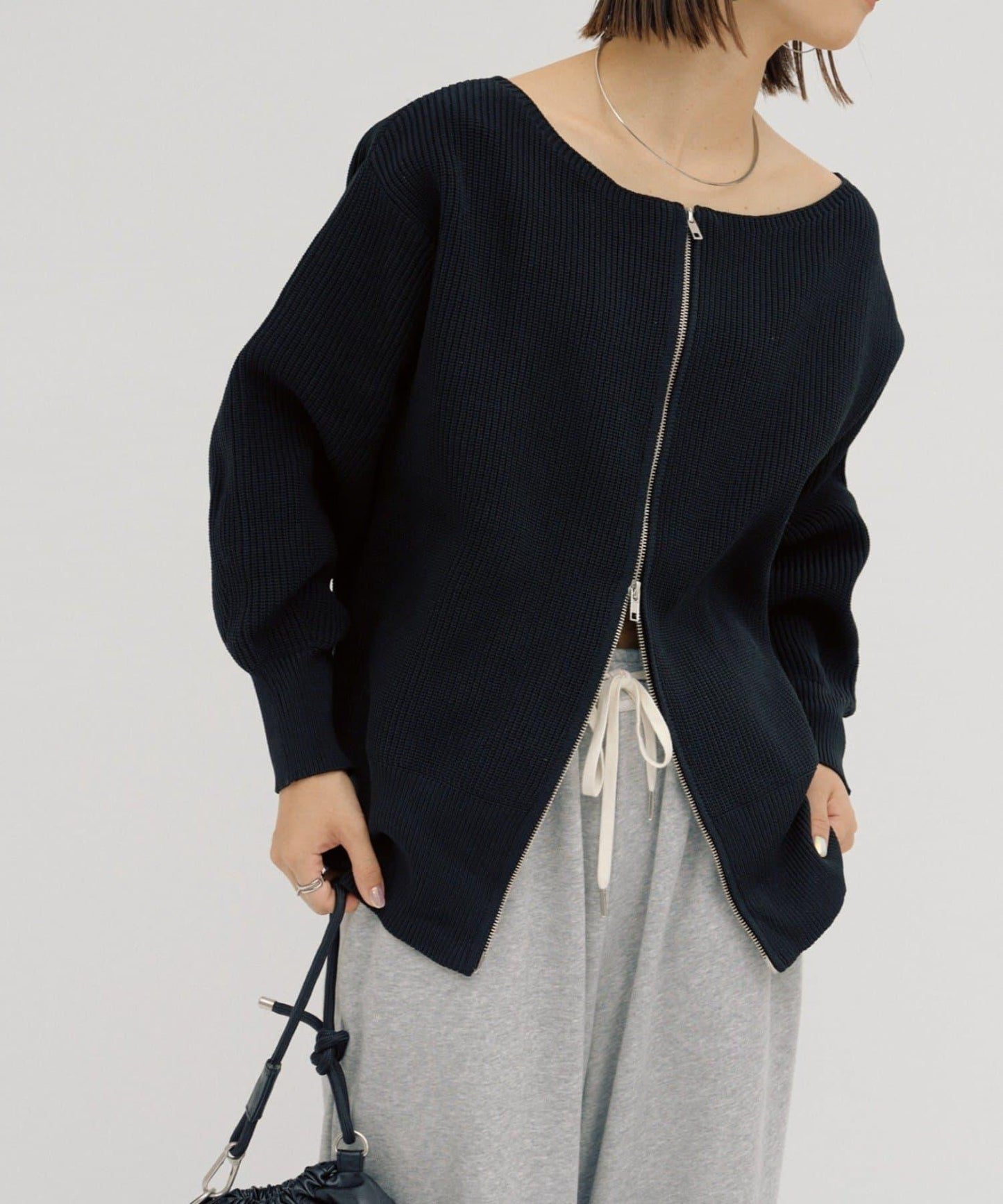 【パルクロ限定】（yumi企畫）多穿法雙拉鍊針織開衫