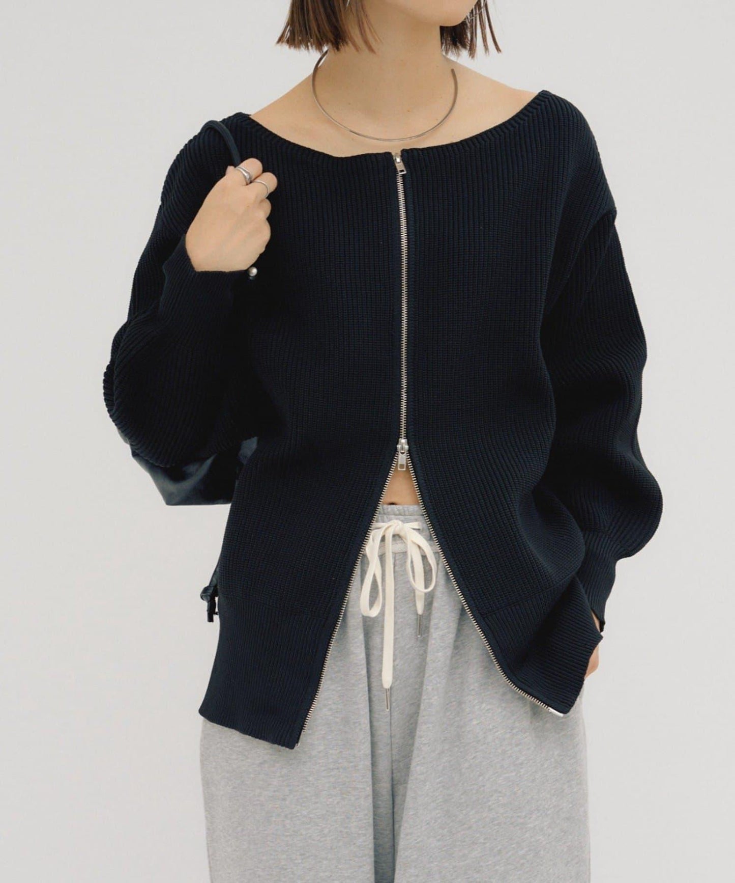 【パルクロ限定】（yumi企畫）多穿法雙拉鍊針織開衫