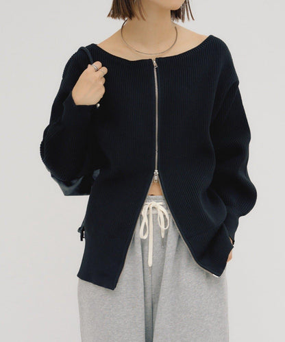 【パルクロ限定】（yumi企畫）多穿法雙拉鍊針織開衫