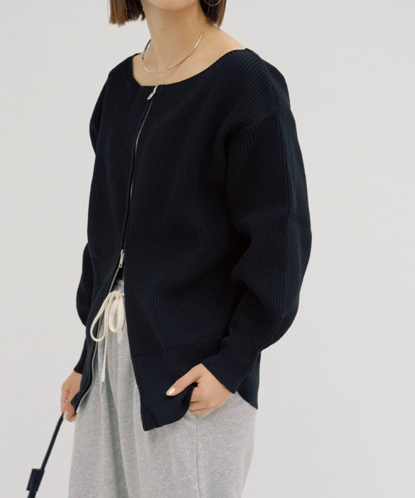 【パルクロ限定】（yumi企畫）多穿法雙拉鍊針織開衫