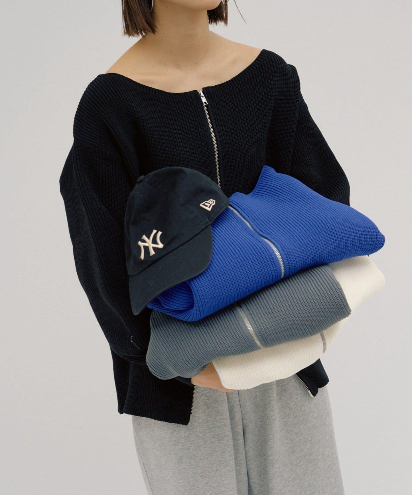 【パルクロ限定】（yumi企畫）多穿法雙拉鍊針織開衫