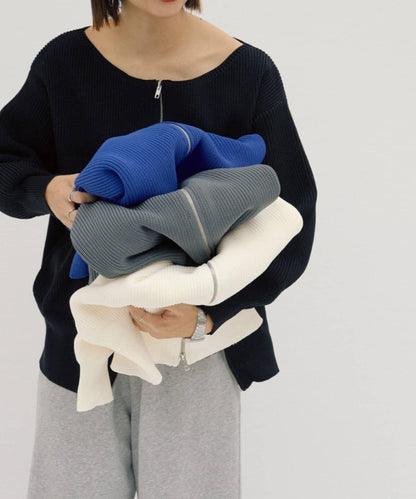 【パルクロ限定】（yumi企畫）多穿法雙拉鍊針織開衫