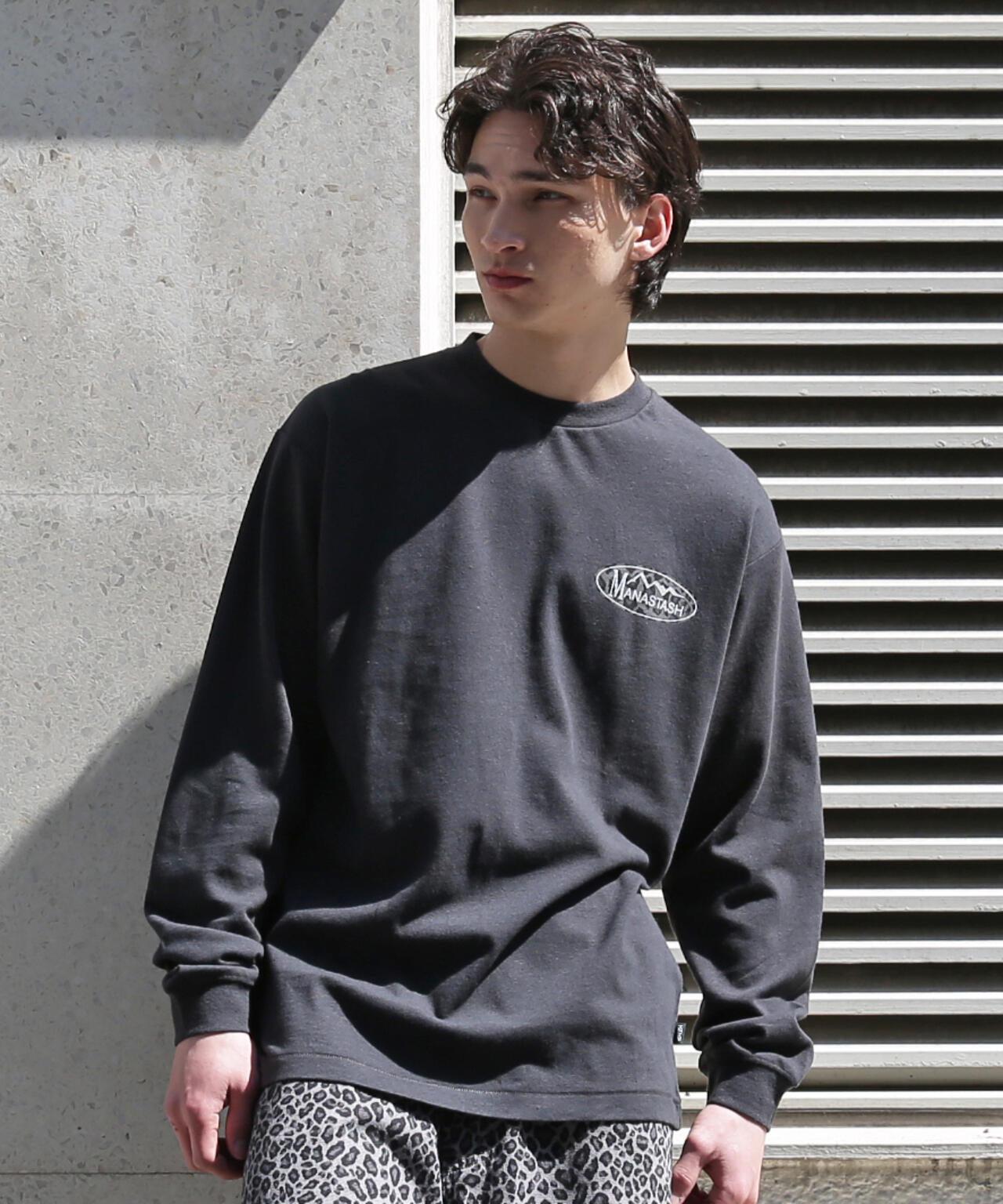 MANASTASH/長袖T恤 豹紋標誌 麻質