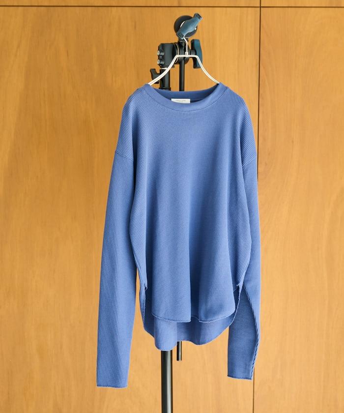 華夫格圓領長款套頭衫