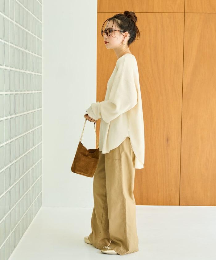 華夫格圓領長款套頭衫