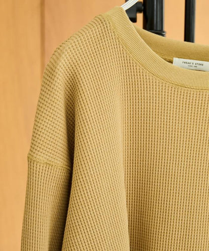 華夫格圓領長款套頭衫