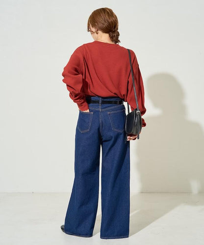 華夫格圓領長款套頭衫