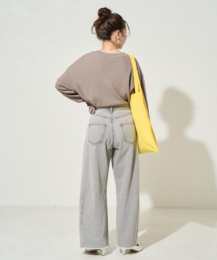 華夫格圓領長款套頭衫