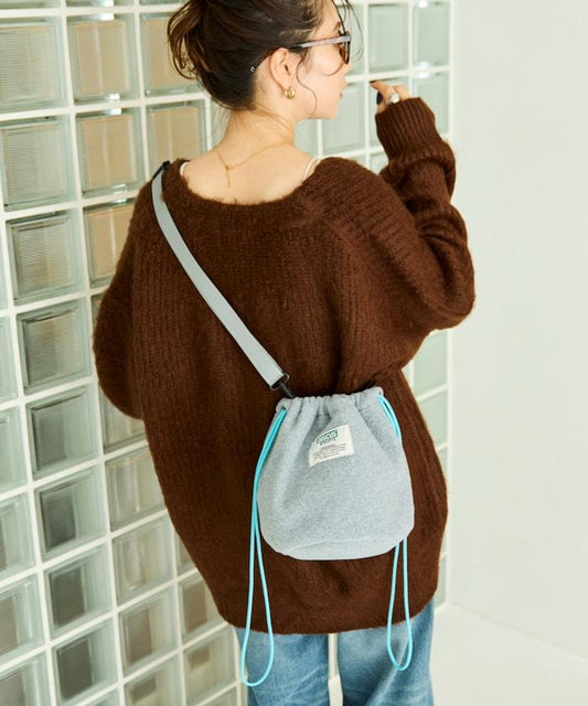 特別款拼色抓絨束口包
