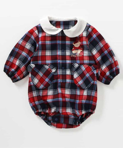 tiny bear 條紋與格子連體衣